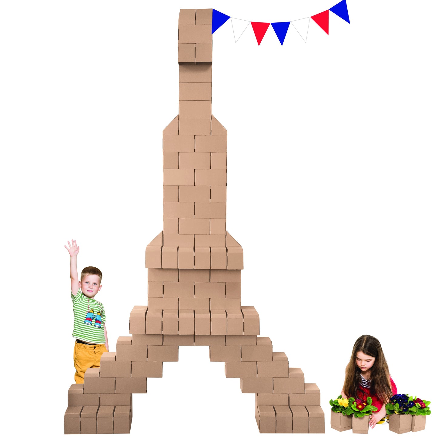 Card Board Building Blocks - 100 XXL Pieces Set