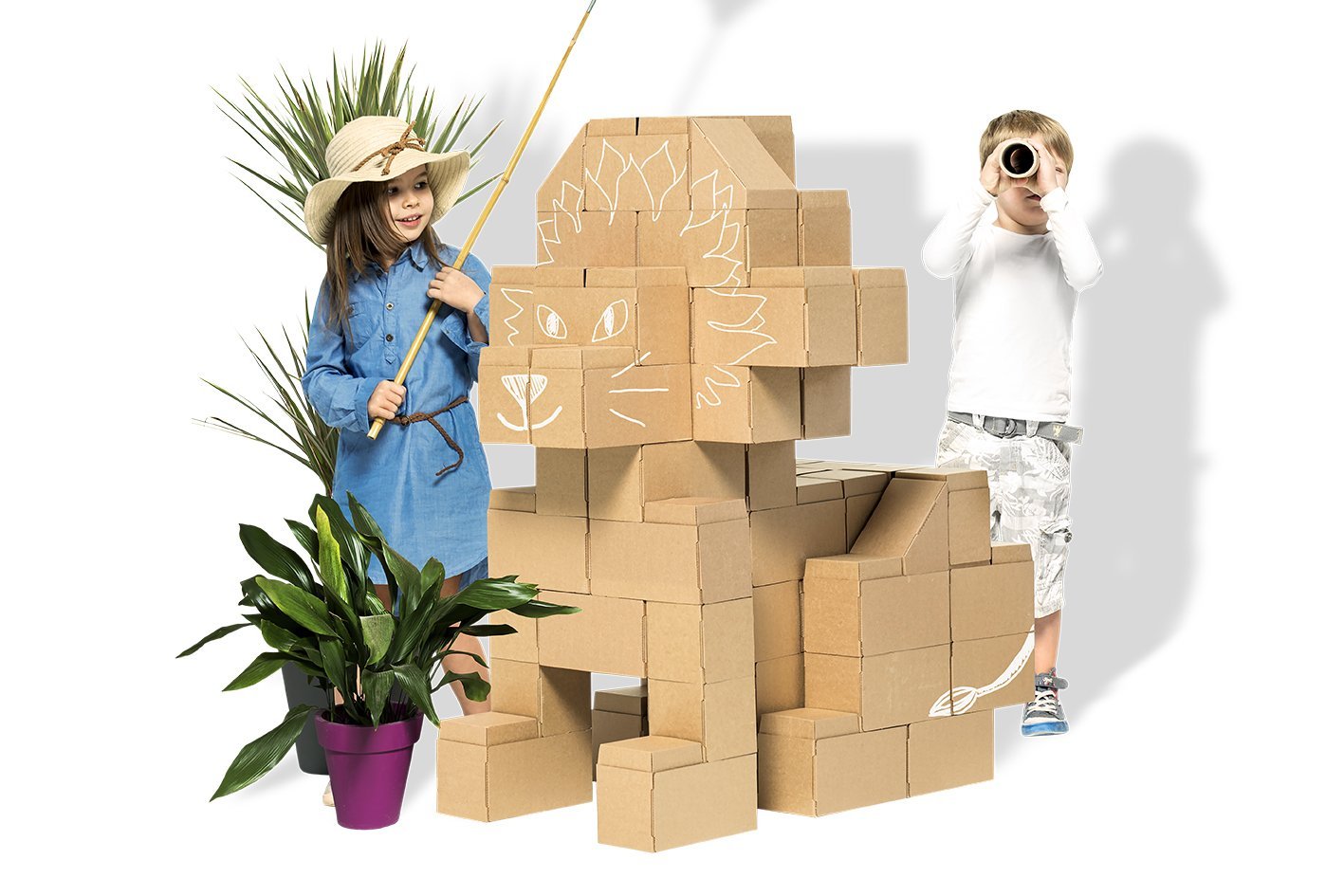 60 XXL Pieces Interlocking Kids Cardboard Building Blocks - GIGI Bloks