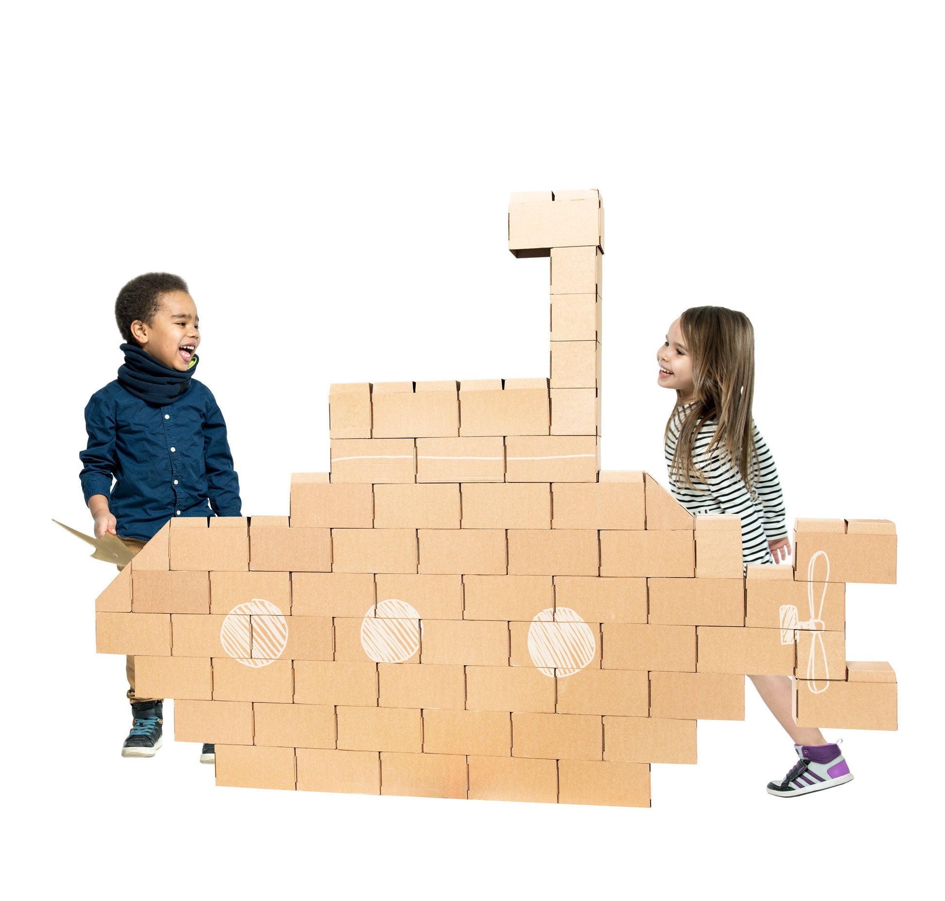 60 XXL Cardboard Bricks Set for Kids - GIGI Bloks